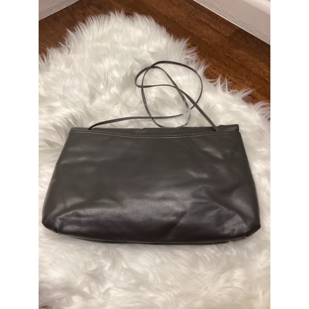 Morris Moskowitz Large Vintage Abstract Gray Shoulder Leather Bag 90's Clutch - Picture 3 of 7